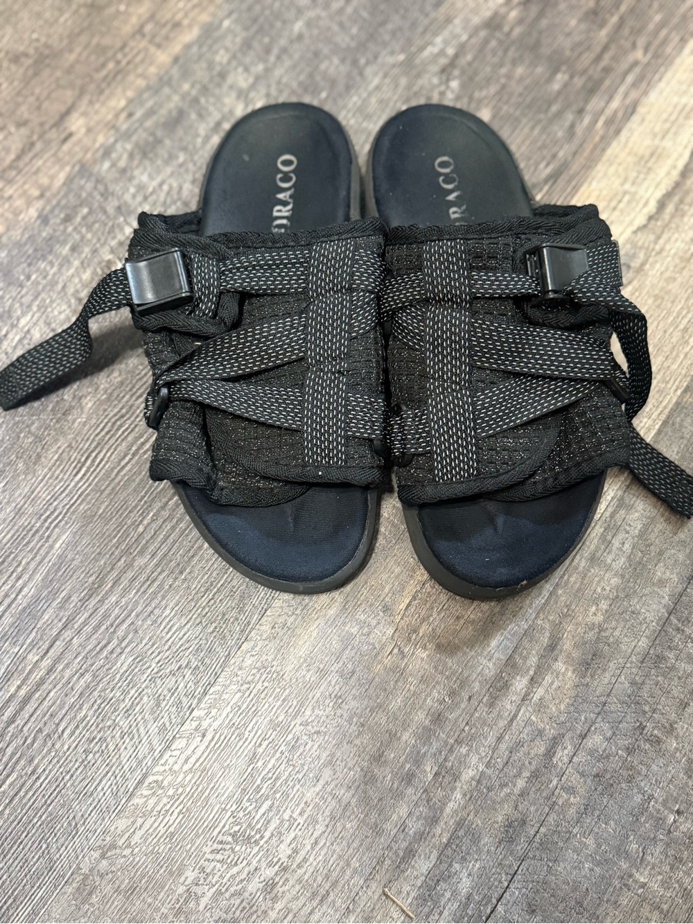 Reflective DRACO Slides Men’s 7-8 Black Adjustable Utility Sandals